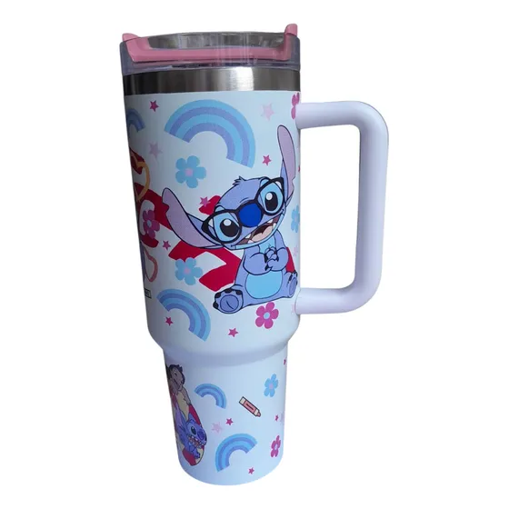 Vaso Térmico Quencher Stitch 1200ml Acero Inox Sorbete+ Caja Blanco Stitch