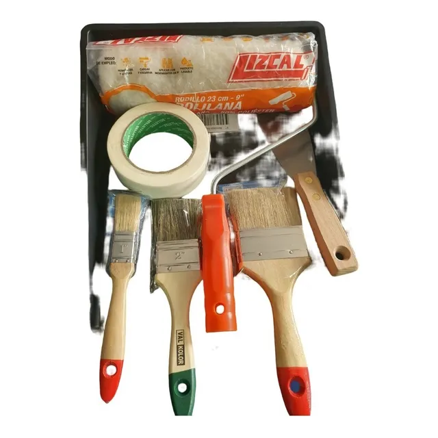 Kit Para Pintar 1 Bandeja+3 Brochas+1 Rodillo+espatula+maski