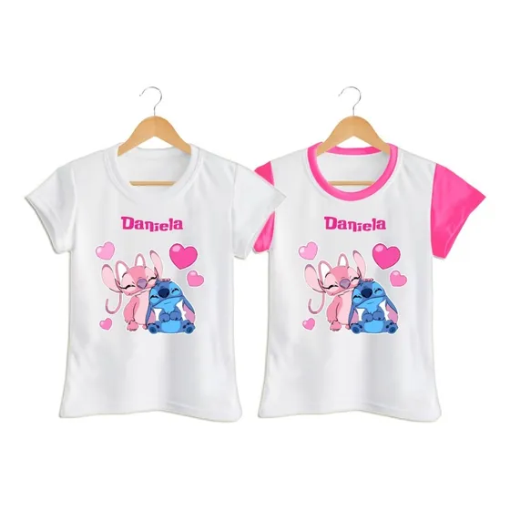 Franela Camisa Niño Niña Stitch Y Angel 