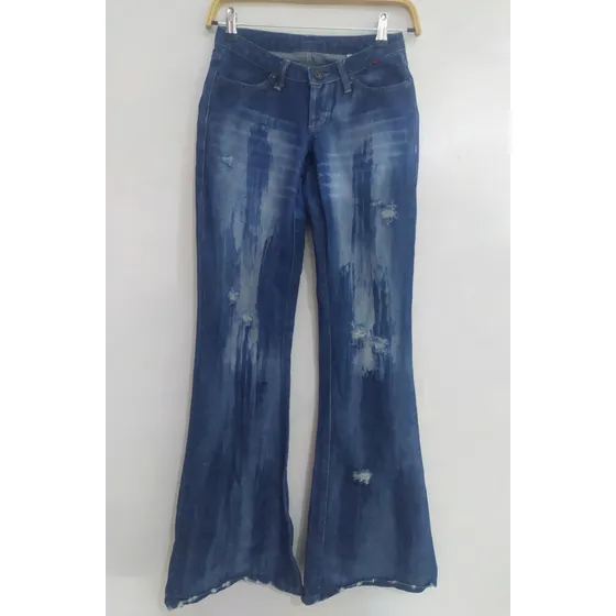 Pantalón Jeans D Mujer - Bota Ancha - Talla 34 - Marca Tripe