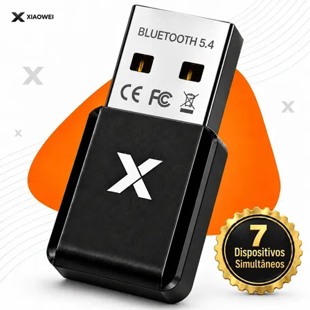 Adaptador Receptor Bluetooth 5.4 Xiaowei Usb Para Pc Notebook Conecta Até 7 Dispositivos Simultâneos Gamer Trabalho Estudo