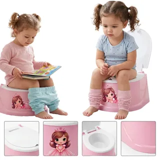 Penico Dobrável LEDTECH com Tampa Para Bebês de 1 a 3 Anos, Rosa