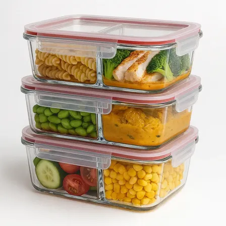 Kit 3 Potes Vidro 1040ml Hermético Marmita Forno Refratário Transparente