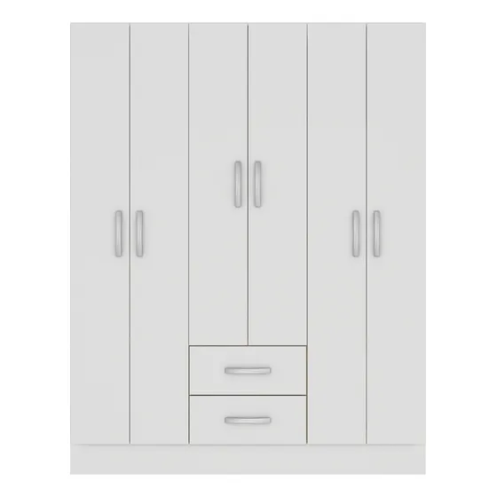 Ropero 6 Puertas 2 Cajones Armario Placard Roperia Blanco N