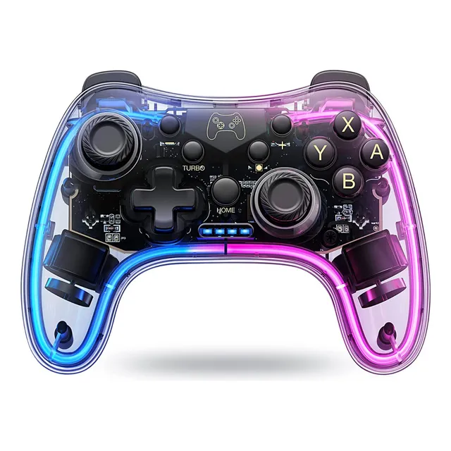 Control Inalámbrico Gamepad Para Switch/pc Transparente Rgb