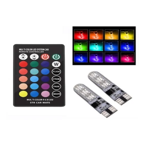 2 Cocuyos T10 Led Con Control Rgb + Strobe + Multicolor