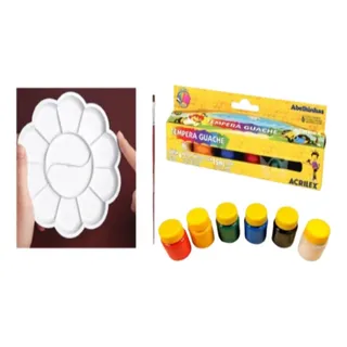 06 Cores Tinta Guache + 1 Paleta GodĂȘ + 1 Pincel 06 Cores Tinta Guache + 1 Paleta GodĂȘ + 1 Pincel