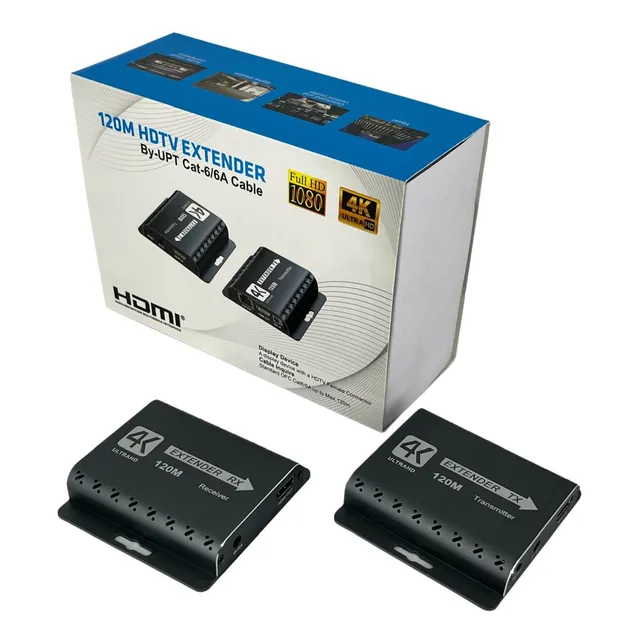 Extensor Hdmi 4k 120 Metros Com Infravermelho Cat6/6e Rj45