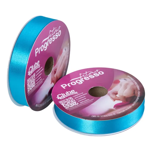 Fita Cetim Nº5 22 Mm Rolo Com 50 Metros Progresso Cor 213 - Azul Turquesa