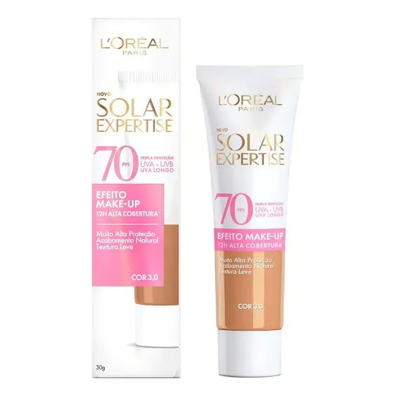 Protetor solar L'Oréal Paris Expertise Efeito Make-Up FPS70 Cor 3.0 30mL