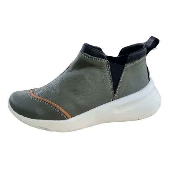 Bota De Cuero Para Dama. Versa Verde Militar