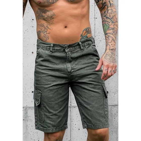 Bermuda Masculina De Sarja Cargo Bolsos Laterais Resistente