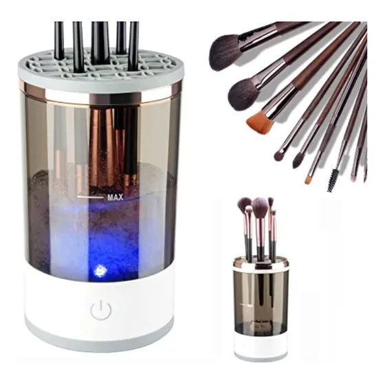 Limpiador Brochas Maquillaje Electrico Cosmetico Pincel Usb Color Gris