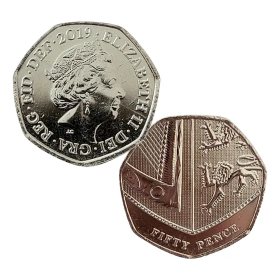 Moeda Oficial Inglaterra 50 Pence -parte Do Escudo Britânico