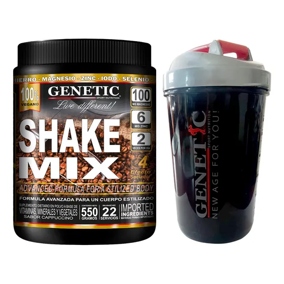 Batido Dietético Vegano Proteína Soja Shake Mix Vaso Genetic
