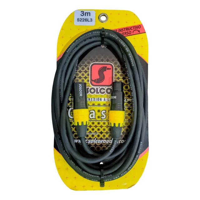 Cable Xlr Para Micrófono O Bafle De 3 Metros Solcor 5226l3