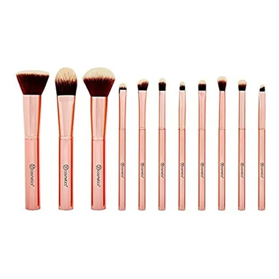 Set 11 Brochas Rostro Ojos Metal Rose Bh Cosmetics