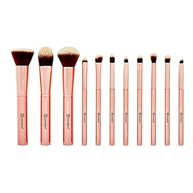 Set 11 Brochas Rostro Ojos Metal Rose Bh Cosmetics