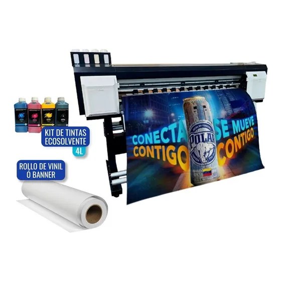 Plotter Ecosolvente Impresion 1.40m Kit Tinta Rollo Banner