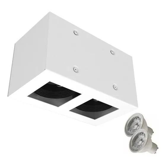Plafon 2 Luces Con Led 7w Antideslumbrante Blanco Movil