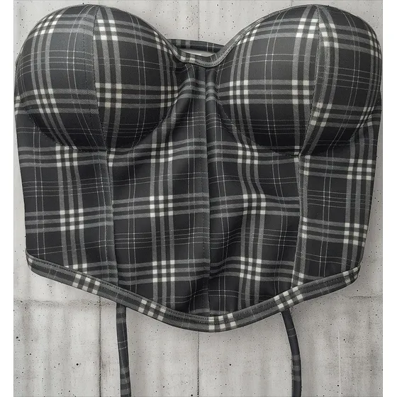 Top Mujer Strapless Corazón A Rayas Estilo Quer