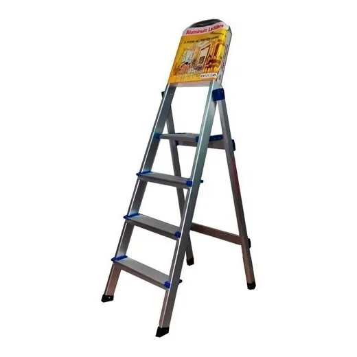 Escalera De Aluminio 4 Escalones Lh-1667 Color Plateado