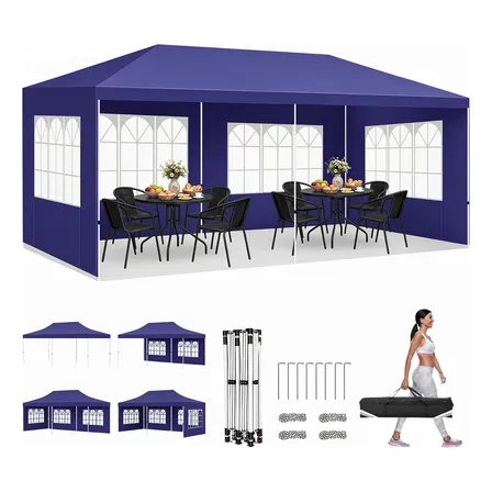 Tenda Gazebo 3x6m Sanfonada Reforçada Oxford Com Proteção Uv Azul