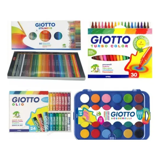 Set 50 Lapices 30 Marcador 24 Acuarelas 24 Pastel Giotto