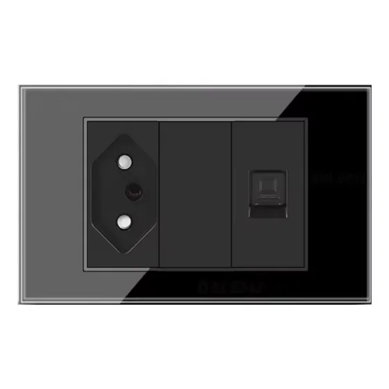 Tomada E Rede Rj45 Painel De Vidro Luxo 4x2