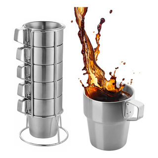 5 Tazas De Café Apilables Con Asa, Aisladas De 10.1 Fl Oz Y 5 Tazas De Café Apilables Con Asa, Aisladas De 10.1 Fl Oz Y