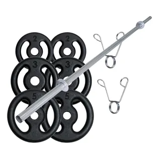 Kit 20kg De Anilhas Pintadas Com 1 Barras Reta E Presilhas