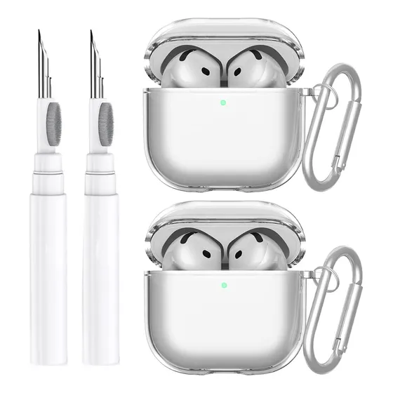 2 Funda Protectora Para Airpods4/3/pro/pro2 Case+2 Limpiador