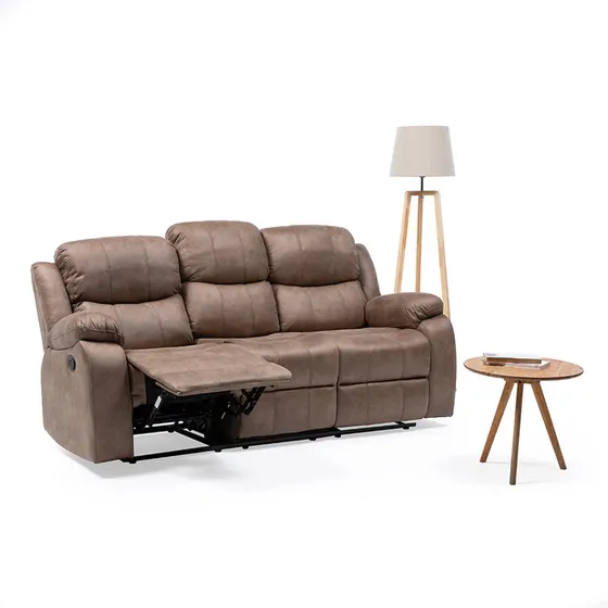 Sillon Isabel: Reclinable Con Posavasos De Aluminio Color Marrón Claro Diseño De La Tela Sin Diseño