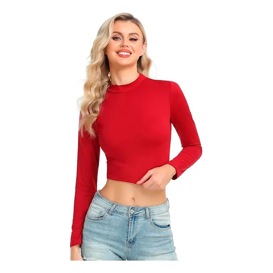 Blusa, Suéter Manga Larga Cuello Para Dama Tipo Top