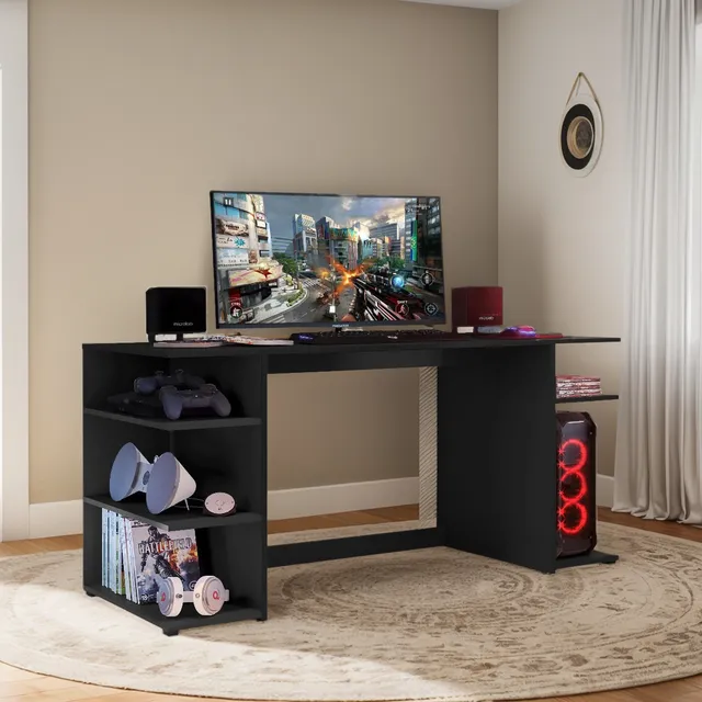 Escritorio Gamer Mesa De Computo En Madera Negro