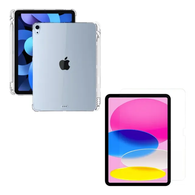 Estuche Case Transparente + Vidrio Templado Para Tablet