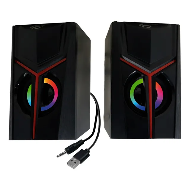 Bocina Havit Sk206 Gamer Led Rgb Pc Laptop 3.5mm Auxiliar