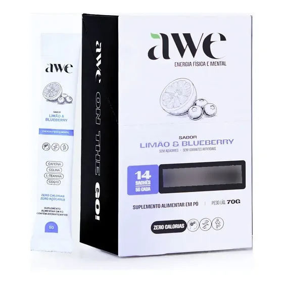 Awe Energy Stick - Limão E Blueberry Kit 1 Caixa - 14 Sachês