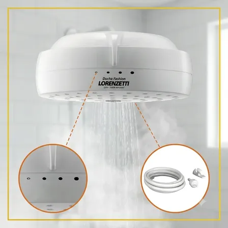 Ducha Fashion Lorenzetti Elétrica 7500w 220v Branco 4t Branco 220v 7.5 Kw