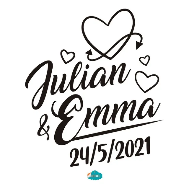 Sticker Para Bodas Coche Boda  Nombre Y Fecha 100 De 10cm