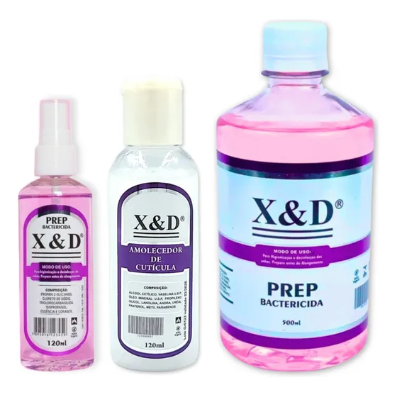Kit Amolecedor Cutículas + Prep X&d 500ml + Prep X&d 120ml