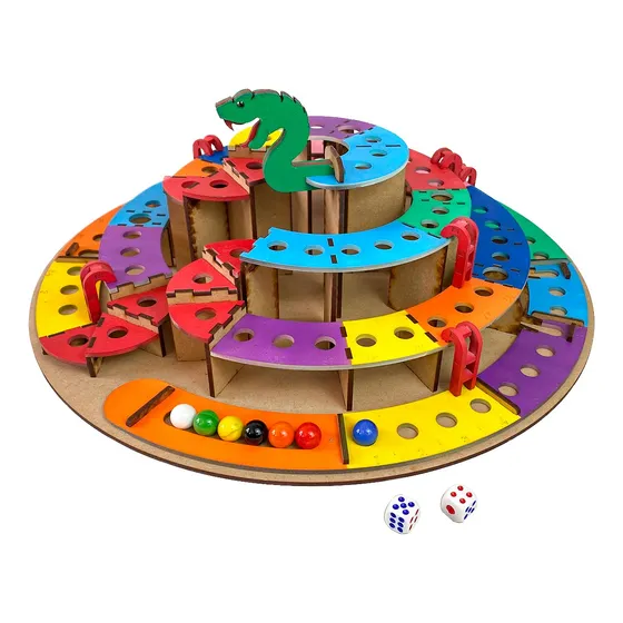 Juego De Mesa Serpientes Y Escaleras Mdf 3d, Armable Pintado