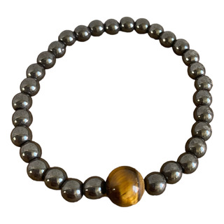 Pulsera Ojo De Tigre Y Hematita Ajustable Atrae Protección Pulsera Ojo De Tigre Y Hematita Ajustable Atrae Protección