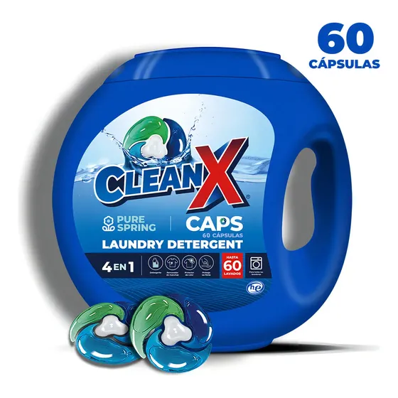 Detergente Cápsulas CleanX 4 en 1 Antibacterial 60 Unidades Pure Spring | Cuotas sin interés