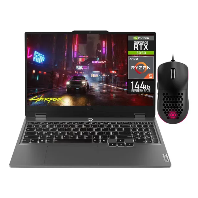 Laptop Gamer LENOVO LOQ NVIDIA GeForce RTX 3050 AMD Ryzen 5 16GB RAM 512GB SSD Windows 11 Home Mouse DXT