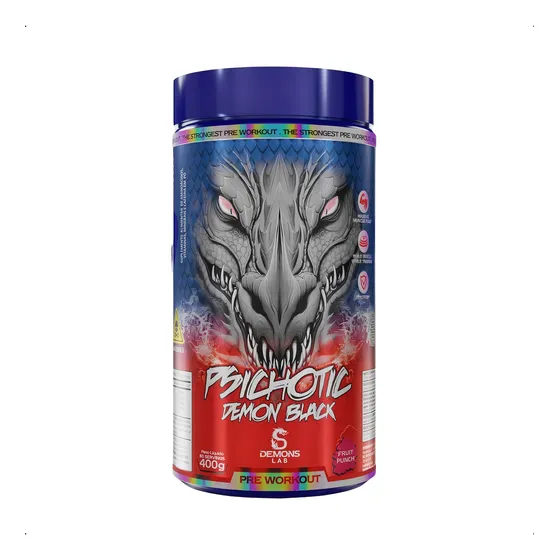 Demons Lab - Psichotic Demon Black Pote 400g Sabor Fruit Punch