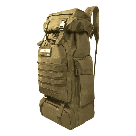 Mochila viaje Kossok Makalu color khaki diseño lisa 90L