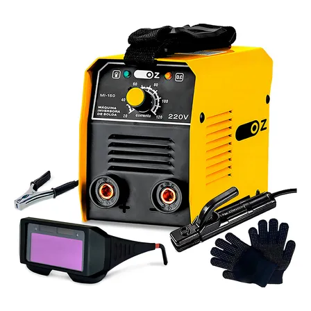 Máquina Inversora De Solda Mma Eletrodo 220v 120a Oz Com Óculos De Solda E Acessorios
