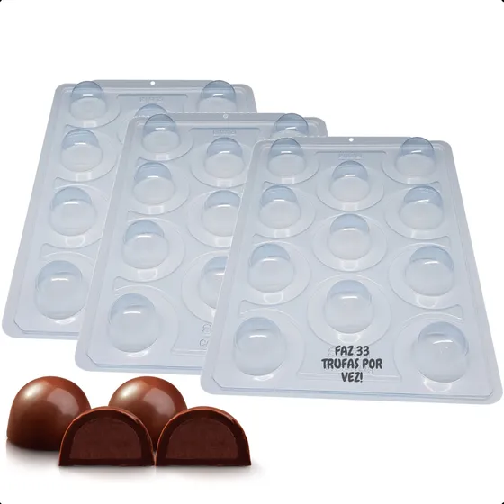 Kit Novidade 03 Formas 3 Partes Silicone  Trufa 45g Pequena