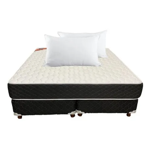 Combo Sommier Piero Foam 190 X 160 Queen + 2 Almohadas. Color Gris